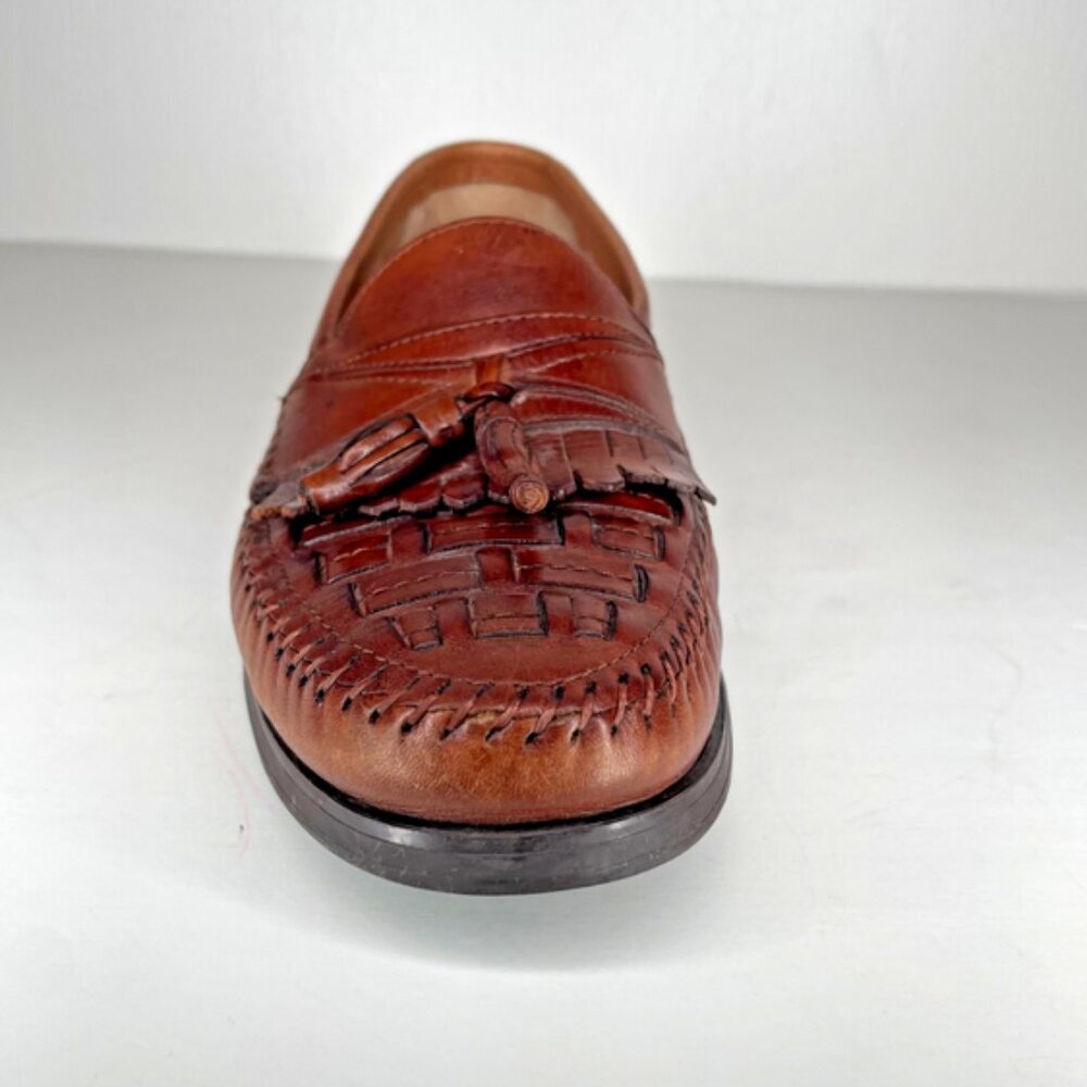 Giorgio Brutini Brazil Brown Woven Leather Kiltie Tassel Loafers 8M - Picture 6 of 15